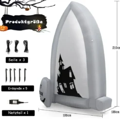 210 cm Aufblasbarer Halloween-Grabstein Aufblasbare Hofdekoration mitGebläse