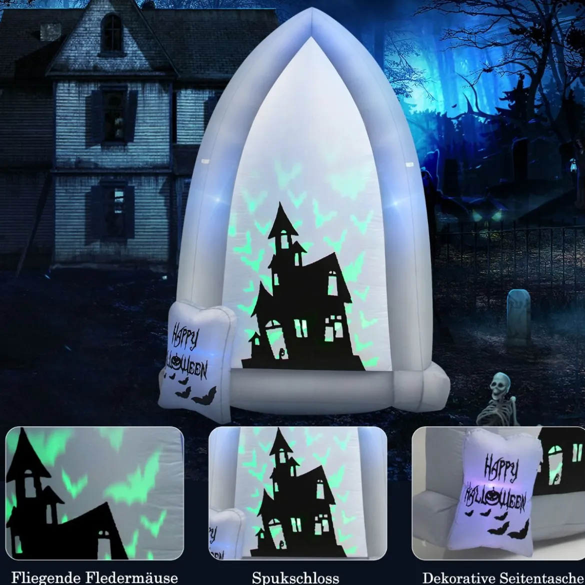 210 cm Aufblasbarer Halloween-Grabstein Aufblasbare Hofdekoration mitGebläse