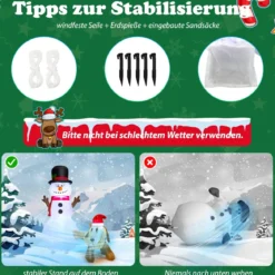 180 cm Aufblasbarer Schneemann mit Süßem Hund Aufblasbarer Weihnachtsschneemann