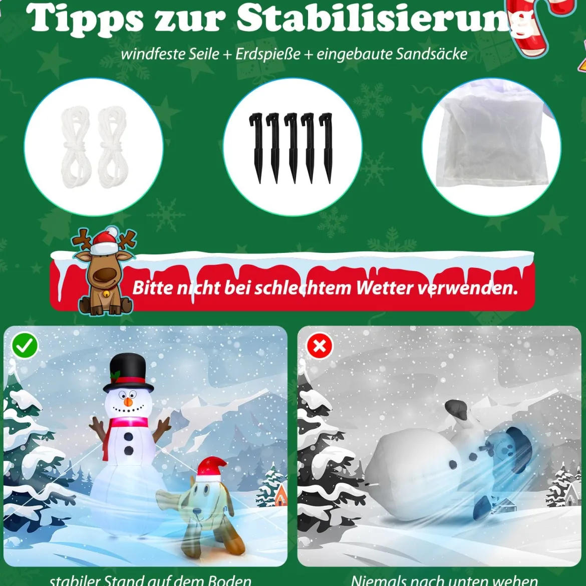 180 cm Aufblasbarer Schneemann mit Süßem Hund Aufblasbarer Weihnachtsschneemann