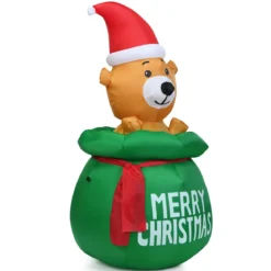 150cm Aufblasbarer Weihnachten Bär mit Beleuchtung als Dekorationen für den Innen- und Außen inkl. Gebläse