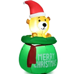 150cm Aufblasbarer Weihnachten Bär mit Beleuchtung als Dekorationen für den Innen- und Außen inkl. Gebläse