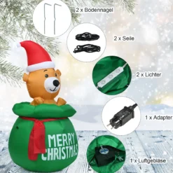 150cm Aufblasbarer Weihnachten Bär mit Beleuchtung als Dekorationen für den Innen- und Außen inkl. Gebläse