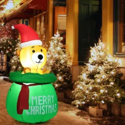 150cm Aufblasbarer Weihnachten Bär mit Beleuchtung als Dekorationen für den Innen- und Außen inkl. Gebläse