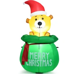 150cm Aufblasbarer Weihnachten Bär mit Beleuchtung als Dekorationen für den Innen- und Außen inkl. Gebläse