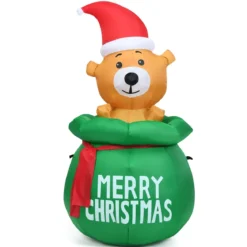 150cm Aufblasbarer Weihnachten Bär mit Beleuchtung als Dekorationen für den Innen- und Außen inkl. Gebläse