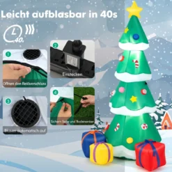 180cm Aufblasbarer Weihnachtsbaum mit Geschenkbox LED Weihnachtsdekoration