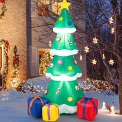 180cm Aufblasbarer Weihnachtsbaum mit Geschenkbox LED Weihnachtsdekoration