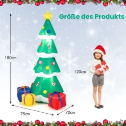 180cm Aufblasbarer Weihnachtsbaum mit Geschenkbox LED Weihnachtsdekoration