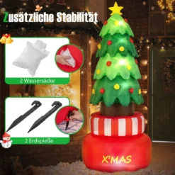 245cm aufblasbarer Weihnachtsbaum mit Stern LED Weihnachtsdekoration 360° drehbar