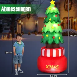 245cm aufblasbarer Weihnachtsbaum mit Stern LED Weihnachtsdekoration 360° drehbar