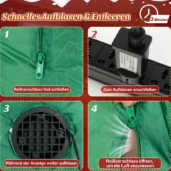 350 cm Aufblasbarer Weihnachtszug mit Weihnachtsmann & Schneemann & Pinguin