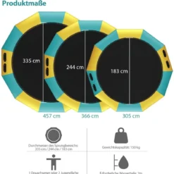 305cm Aufblasbares Wassertrampolin mit 500W elektrischer Aufblasvorrichtung Trampolin Bounce Gelb + Grün