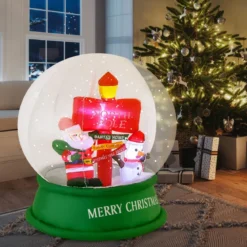 126CM Aufblasbare Weihnachten Deko LED Weihnachtsmann & Schneemann & Straßenschild Kugel
