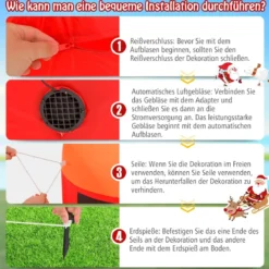 150CM Aufblasbare Weihnachten Deko LED Weihnachtsmann & Rentier im Minizug