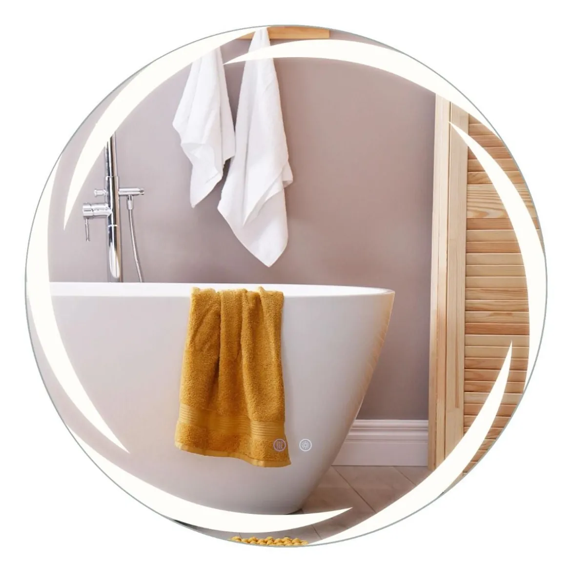 Ø70 cm Badspiegel mit Beleuchtung & 3-Farblichtern & Antibeschlag Dimmbarer Wandspiegel