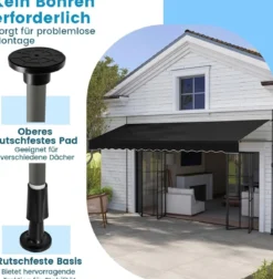 250 / 400 cm Balkonmarkise ohne Bohren mit Handkurbel Höhenverstellbare & Klemmmarkise