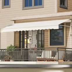 250 / 400 cm Balkonmarkise ohne Bohren mit Handkurbel Höhenverstellbare & Klemmmarkise