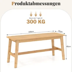 100cm Bambus Essbank mit handgewebtem Rattansitz Holzbank für den Eingangsbereich Landhaus-Küchentischbank Natur