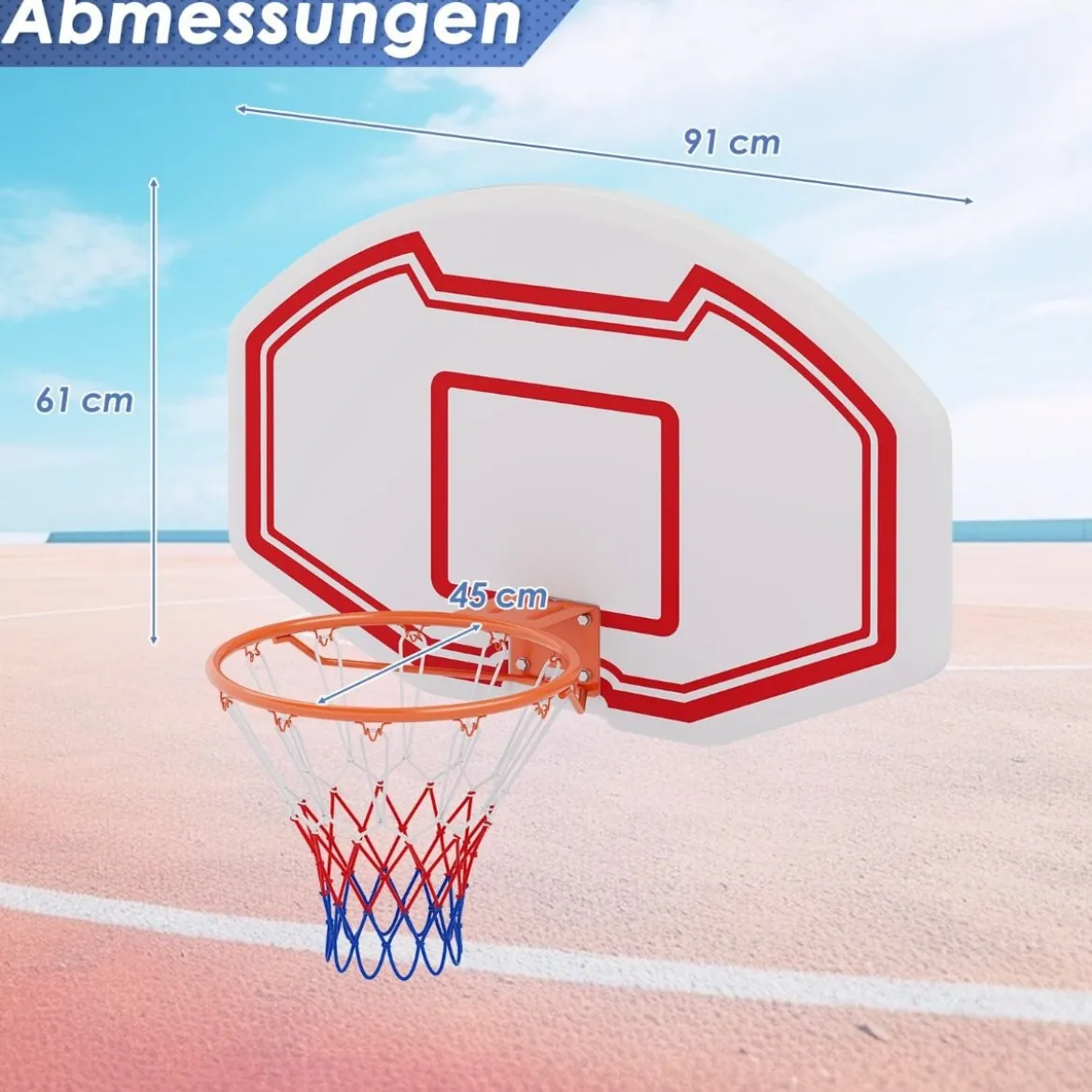 Ø45cm Basketballkorb Indoor Mini Basketball Korb mit Rückwand & Netz