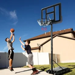 130 - 305 cm Basketballständer mit Netz & 2 Rädern Höhenverstellbar Schwarz