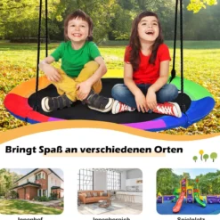 Ø100 cm Baumschaukel für Kinder doppelseitige Farbe Bunt + Blau