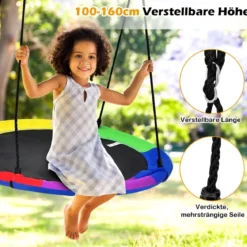 Ø100 cm Baumschaukel für Kinder doppelseitige Farbe Bunt + Blau