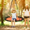 Ø 100 cm Baumschaukel Nestschaukel Rund mit 100-160 cm verstellbaren Seil Orange + Schwarz
