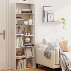 178 cm Bücherregal mit 2 Kippsicherungssets Freistehendes Standregal Display Regal Weiß