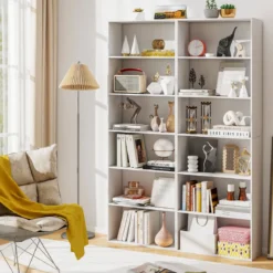178 cm Bücherregal mit 2 Kippsicherungssets Freistehendes Standregal Display Regal Weiß