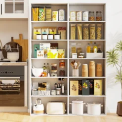 178 cm Bücherregal mit 2 Kippsicherungssets Freistehendes Standregal Display Regal Weiß