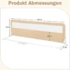 180 cm Beige Lange Klappbares Bettgitter mit Sicherheitsgurten 180° Faltbar