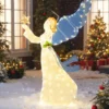 152 cm beleuchtete Engel-Weihnachtsdekoration 3D vorbeleuchteter Engel mit Heiligenschein Flügeln