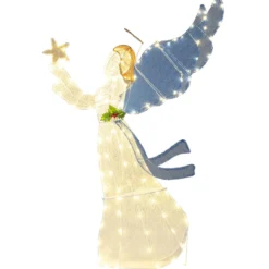 152 cm beleuchtete Engel-Weihnachtsdekoration 3D vorbeleuchteter Engel mit Heiligenschein Flügeln