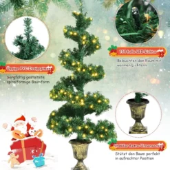 120 cm beleuchteter künstlicher Spiral-Weihnachtsbaum mit 150 LED-Lichtern Spiral-PVC-Baum Grün
