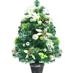 60 cm Beleuchteter künstlicher Tisch-Weihnachtsbaum Mini-Baum mit 40 LED-Lichtern Grün