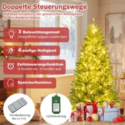 180 cm Beleuchteter Künstlicher Weihnachtsbaum Klappbarer Christbaum mit 700 Warmweißen LED-Lichtern 680 Zweigspitzen