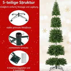 360 cm Beleuchteter Künstlicher Weihnachtsbaum Tannenbaum mit 2536 PVC Zweigspitzen Grün