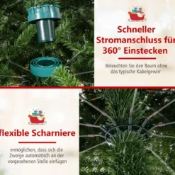360 cm Beleuchteter Künstlicher Weihnachtsbaum Tannenbaum mit 2536 PVC Zweigspitzen Grün