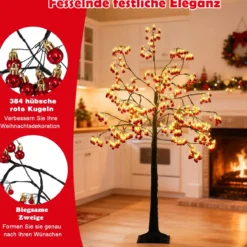150 cm beleuchteter Weihnachtsbaum künstlicher Lichterbaum mit biegsamen Zweigen Weihnachtsbeleuchtung Rot