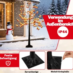 150 cm beleuchteter Weihnachtsbaum künstlicher Lichterbaum mit biegsamen Zweigen Weihnachtsbeleuchtung Rot