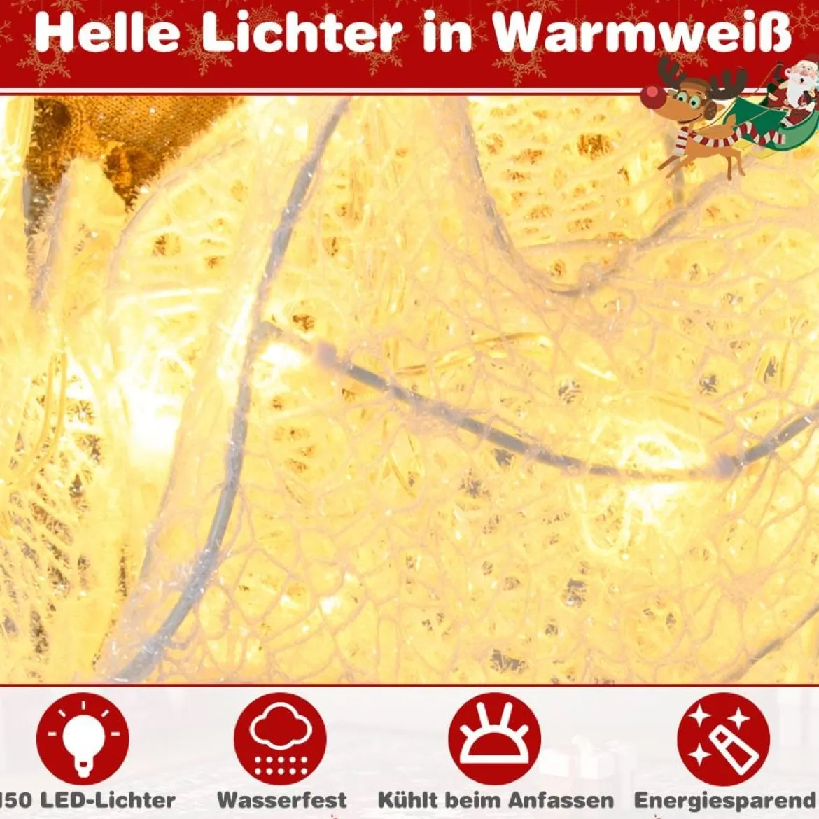 165cm Beleuchteter Weihnachtsengel mit 150 Warmweißen LED-Lichtern & Taube Weihnachtsdeko