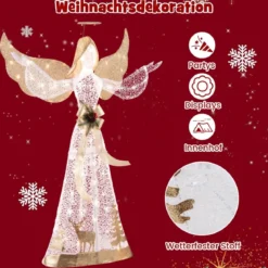 150 cm Beleuchtete Weihnachtsfigur mit 100 Warmweißen LED-Lichtern Engel Weihnachtsdeko
