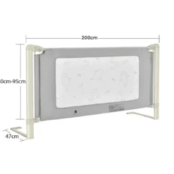 200 cm Bettgitter Höhenverstellbar Bettschutzgitter mit Verbindungszubehör Grau