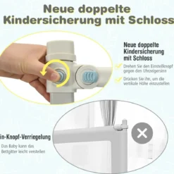 175 cm Bettgitter mit 24 Einstellbare Höhen & Seitentasche Bettschutzgitter Rosa