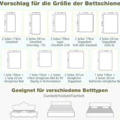 175 cm Bettgitter mit 24 Einstellbare Höhen & Seitentasche Bettschutzgitter Blau