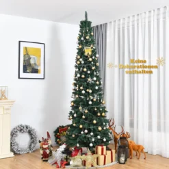 270cm Bleistift Weihnachtsbaum künstlicher Tannenbaum mit Metallständer Grün