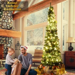 270cm Bleistift Weihnachtsbaum künstlicher Tannenbaum mit Metallständer Grün