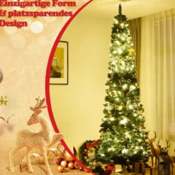 270cm Bleistift Weihnachtsbaum künstlicher Tannenbaum mit Metallständer Grün
