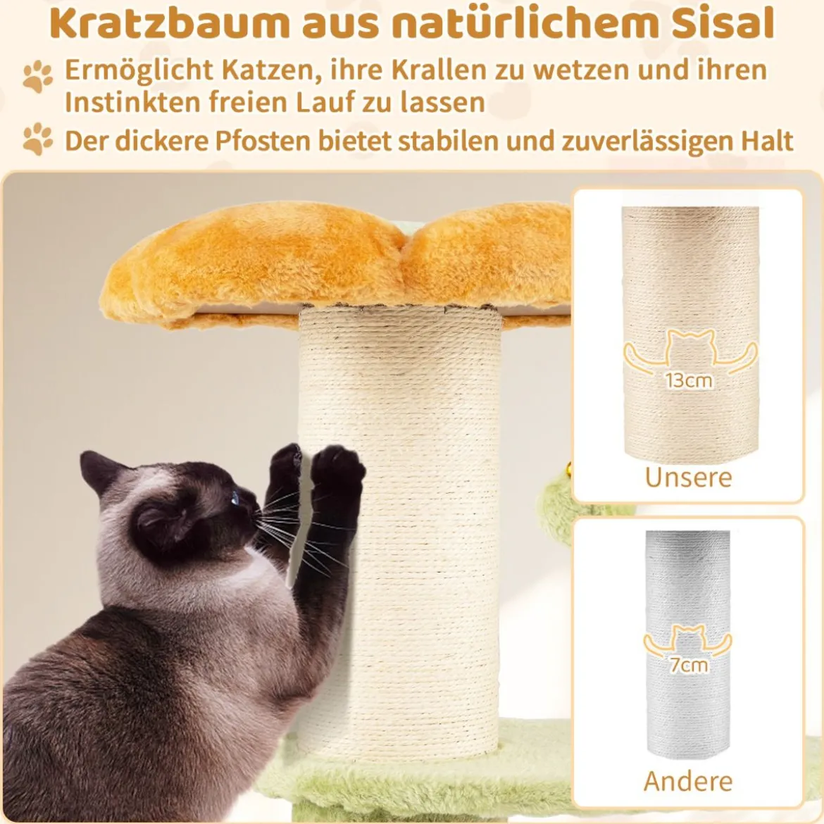 69 cm Blumen Katzenbaum mit Gepolstertem Plüsch-Sitzplatz Kleiner Kletterbaum Kratzbaum Gelb